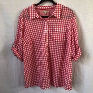Dress Barn Pink and White Gingham Top